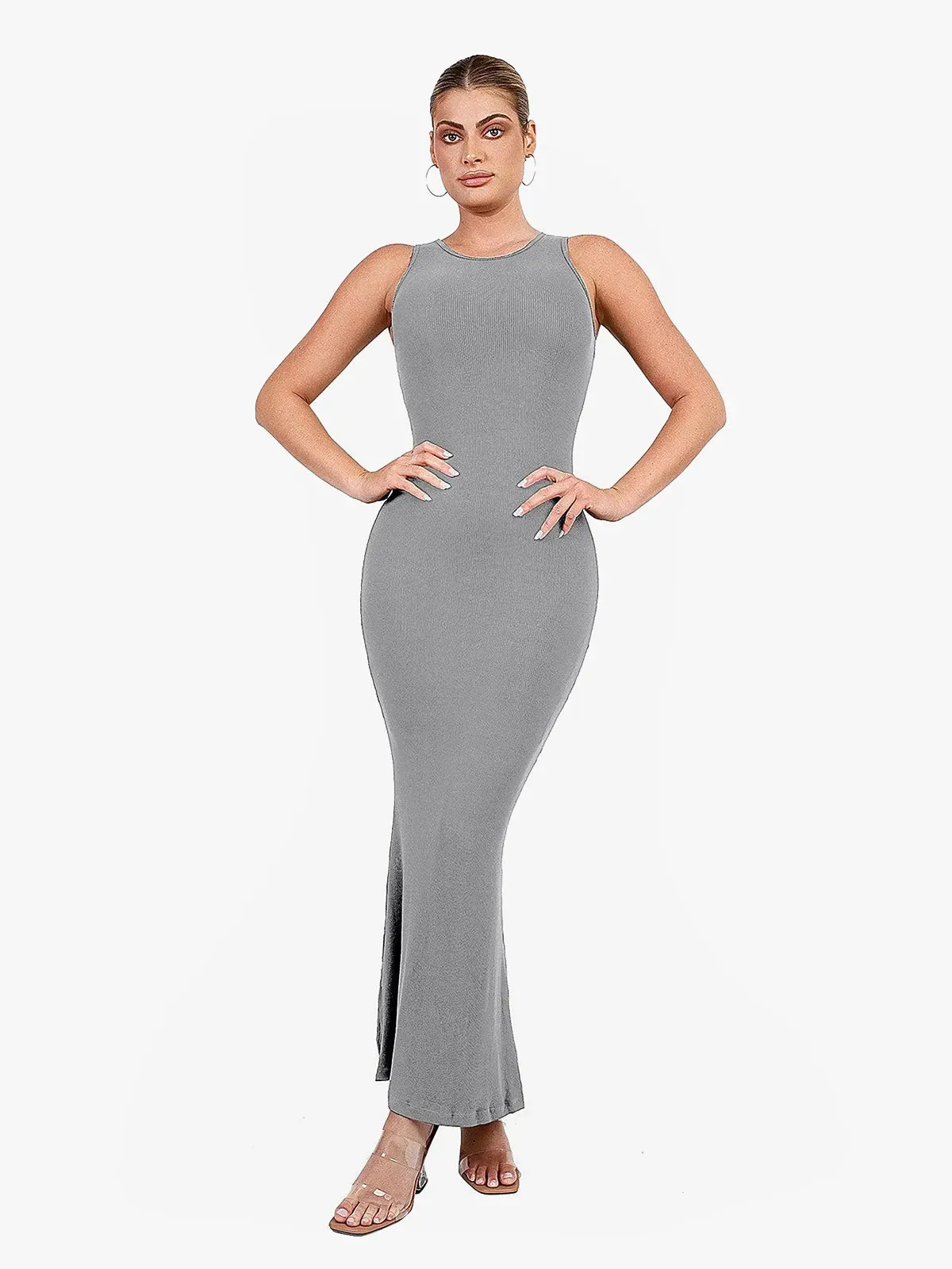 Shapewear Modal Sleeveless Crew Neck Slimming Maxi Dress