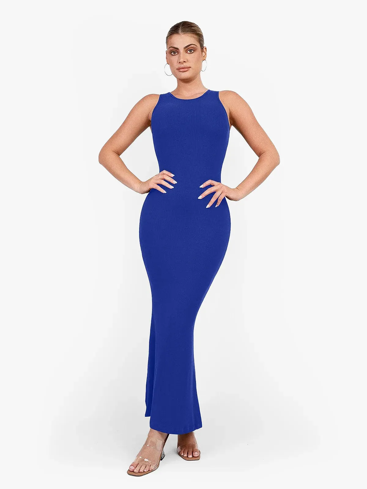 Shapewear Modal Sleeveless Crew Neck Slimming Maxi Dress