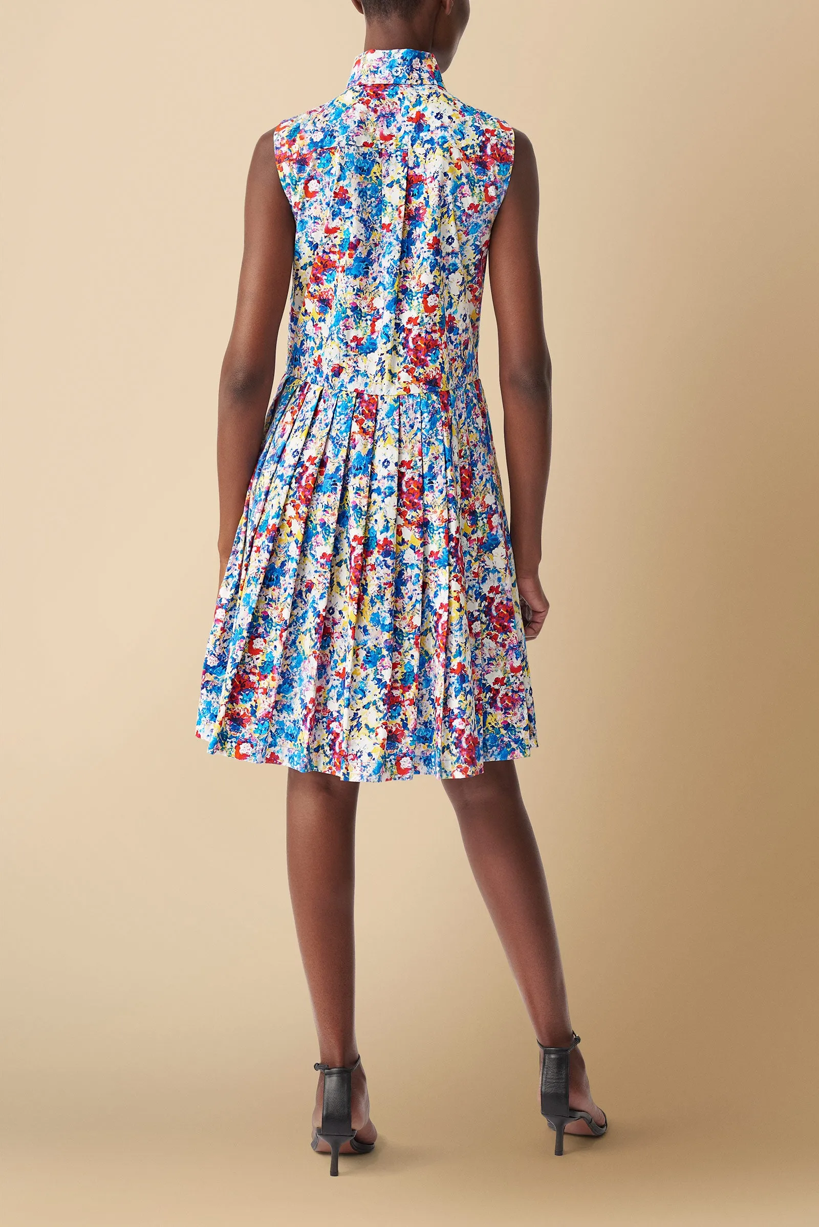 Shiro Floral Printed Cotton Poplin Shirtdress in Blue