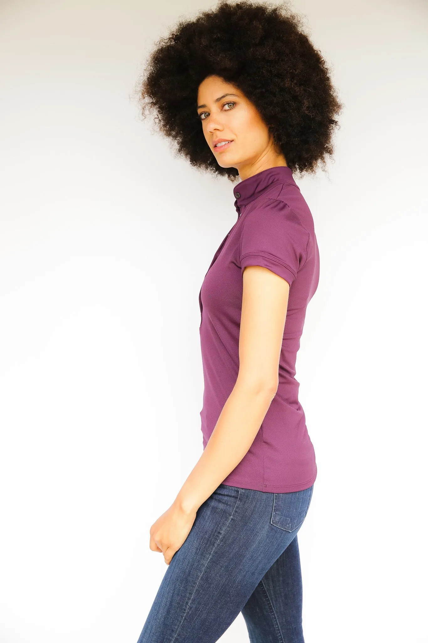 Short Sleeve Gianna Shirt - Eggplant