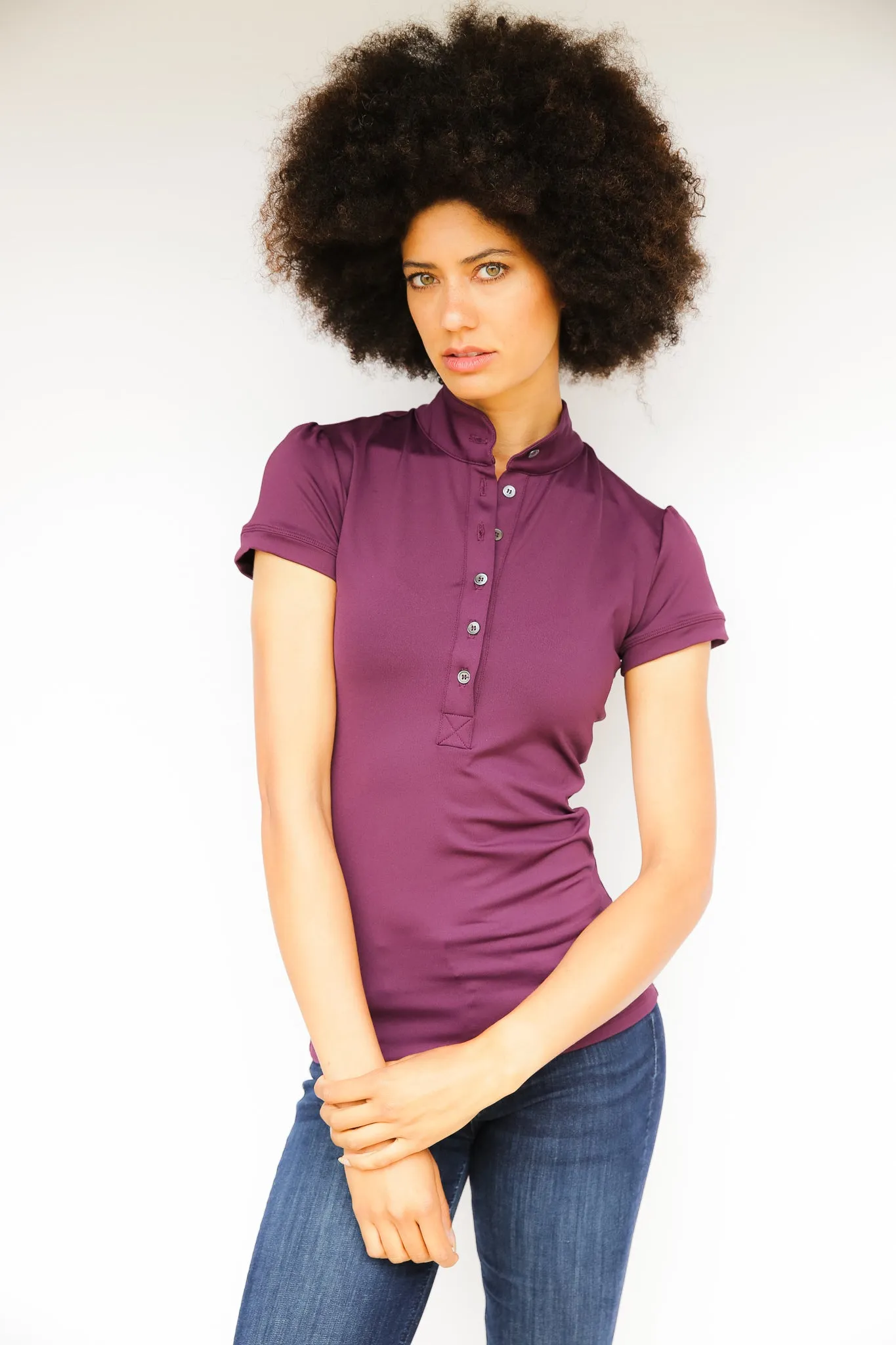 Short Sleeve Gianna Shirt - Eggplant