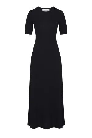 Short-Sleeve Midi Dress in Modal Knit