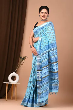 Sky Blue Pure Line Saree