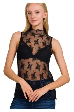 Sleeveless Black Lace Top