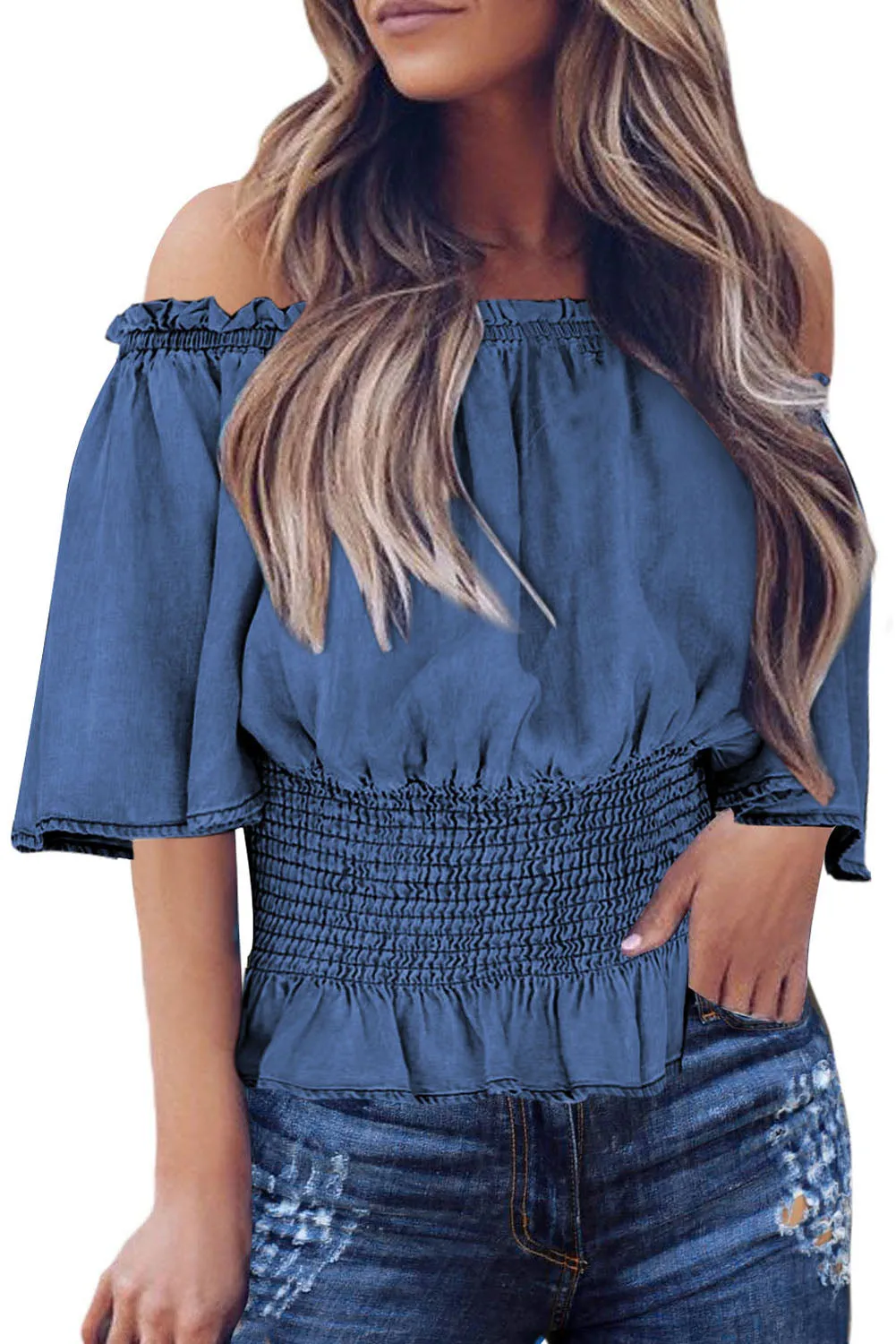 Smocked Waist Off The Shoulder Top