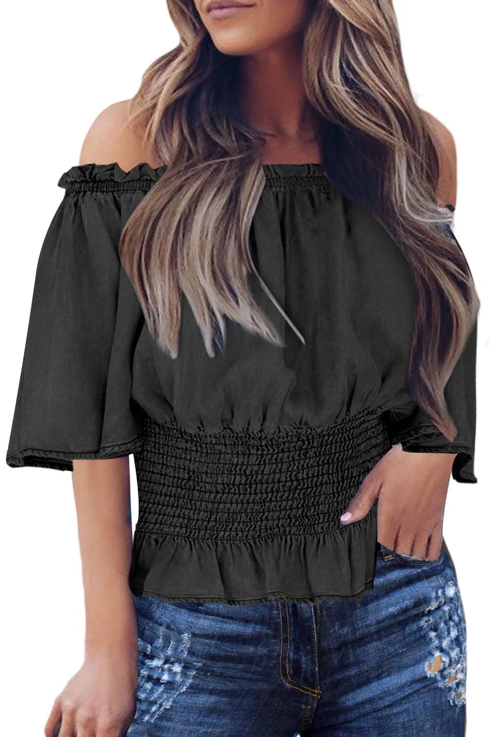 Smocked Waist Off The Shoulder Top
