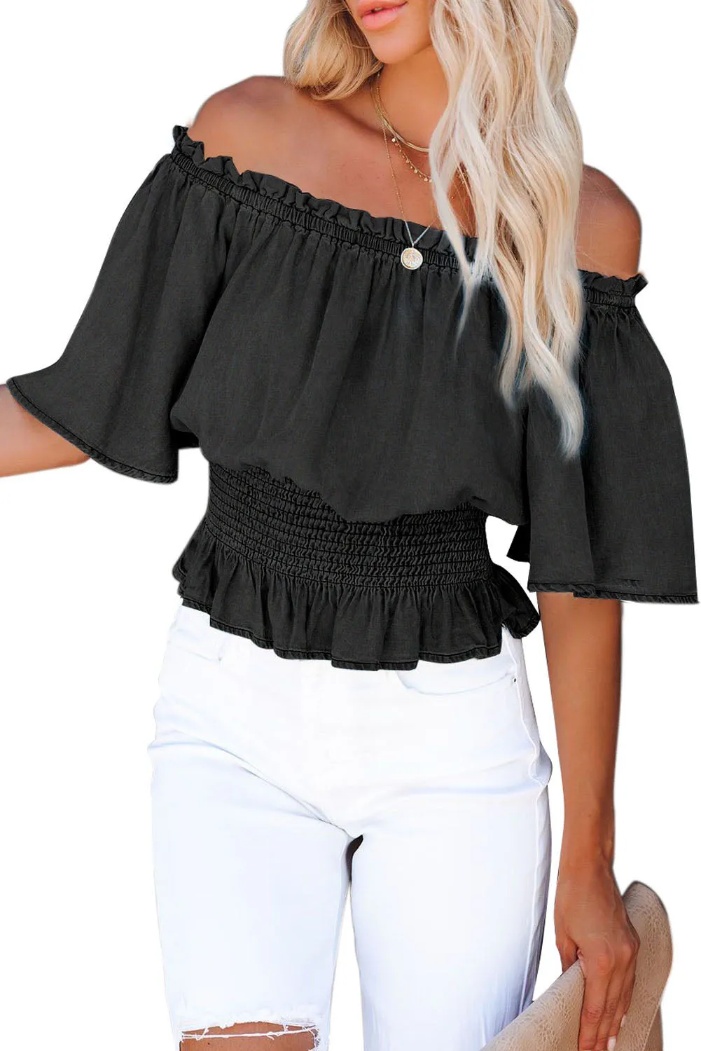 Smocked Waist Off The Shoulder Top