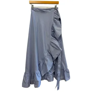 Sofia Wrap Skirt - Blue/White Microstripe