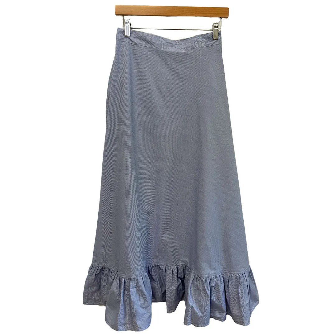Sofia Wrap Skirt - Blue/White Microstripe