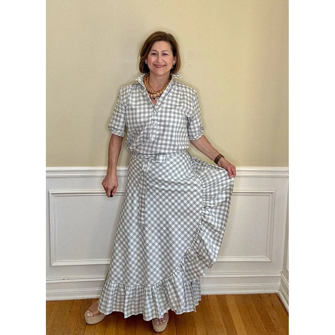 Sofia Wrap Skirt - Grey/White Check