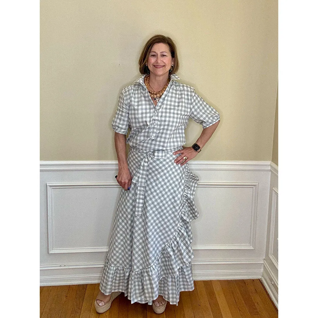 Sofia Wrap Skirt - Grey/White Check