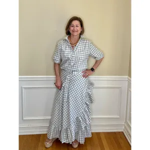Sofia Wrap Skirt - Grey/White Check
