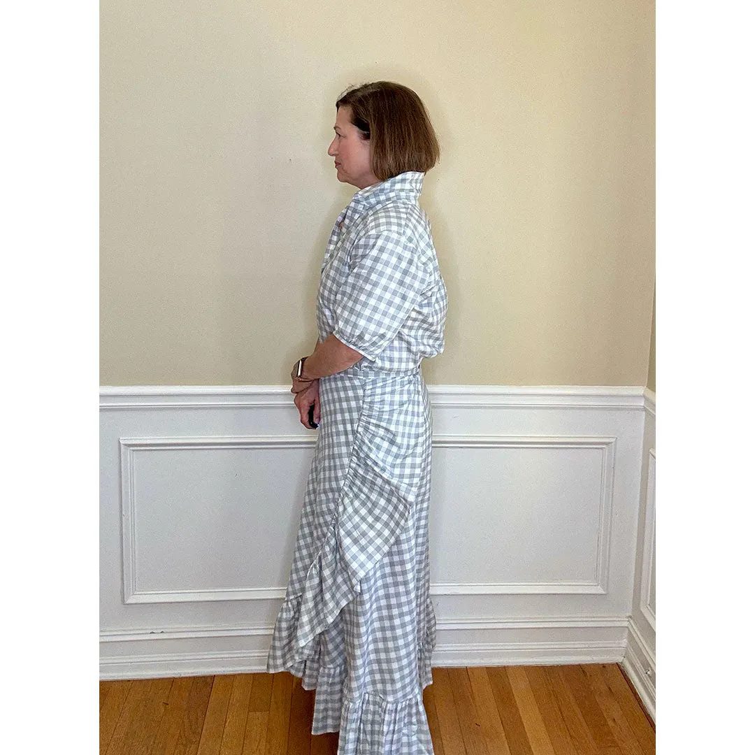 Sofia Wrap Skirt - Grey/White Check