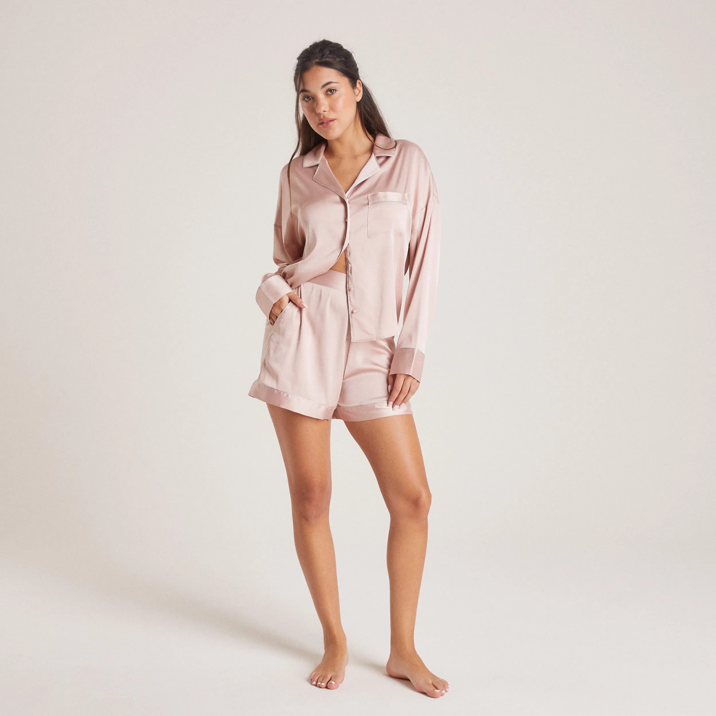 Sparkle Short de Pyjama Satiné - Rose Clair