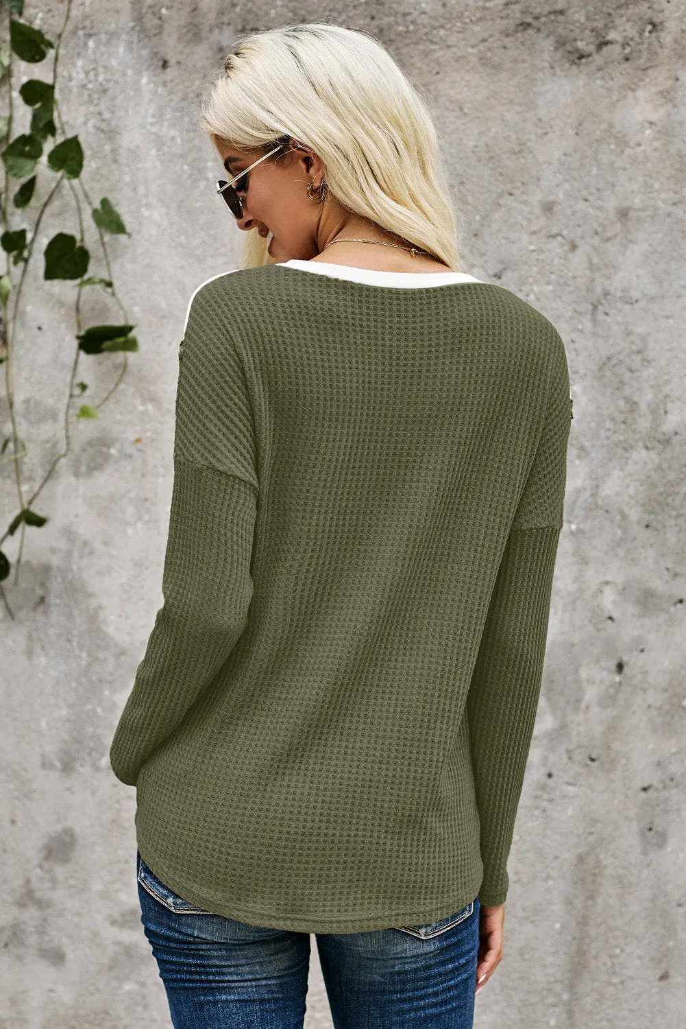Splicing Colorblock V Neck Pullover Sweatshirts