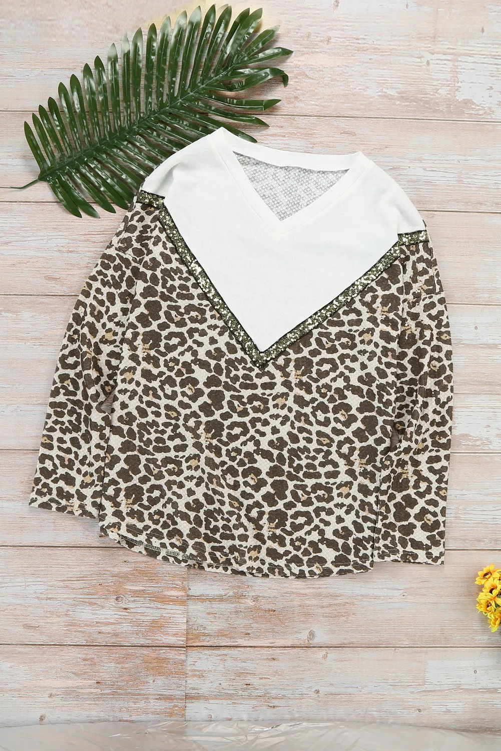 Splicing Colorblock V Neck Pullover Sweatshirts