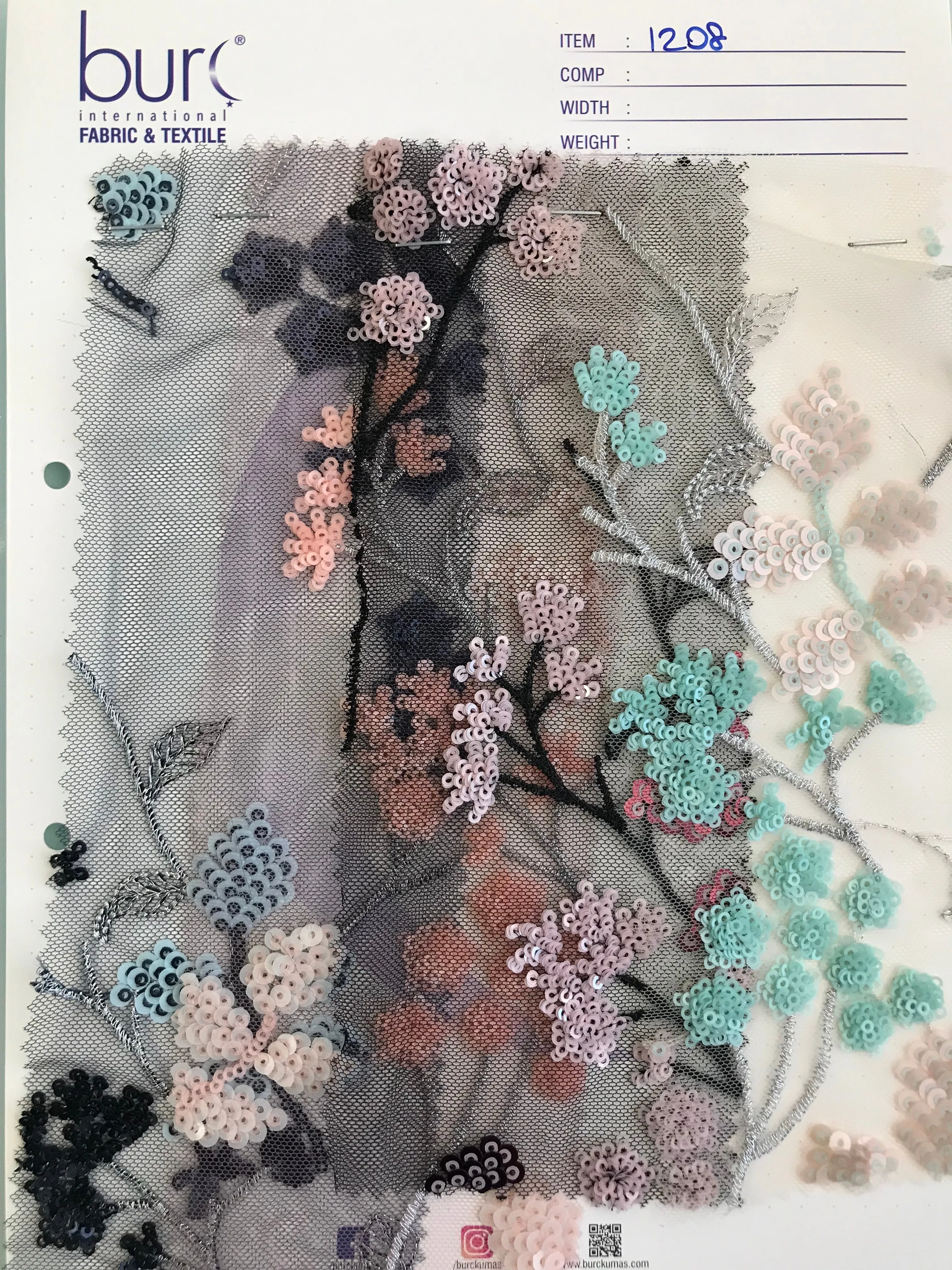 Spring Colorful Floral Sequin Embroidered Fabric