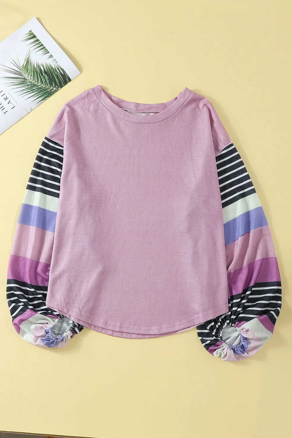 Striped Colorblock Long Sleeve Knit Top