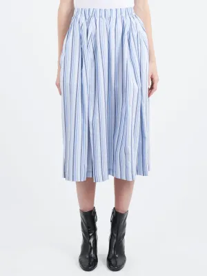 Striped Organic Poplin Elasticated Midi Skirt