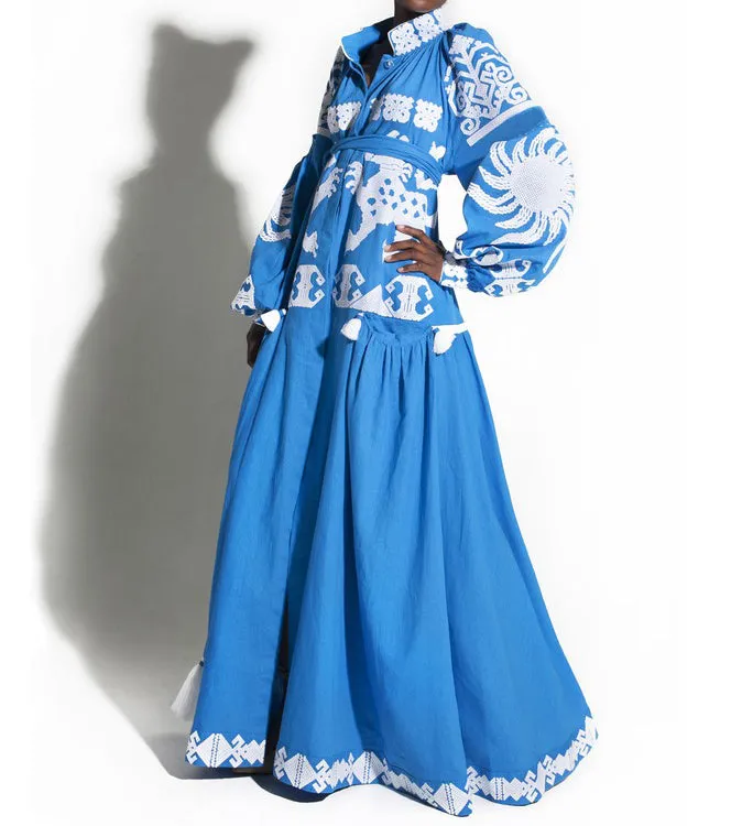 Sun embroidered dress