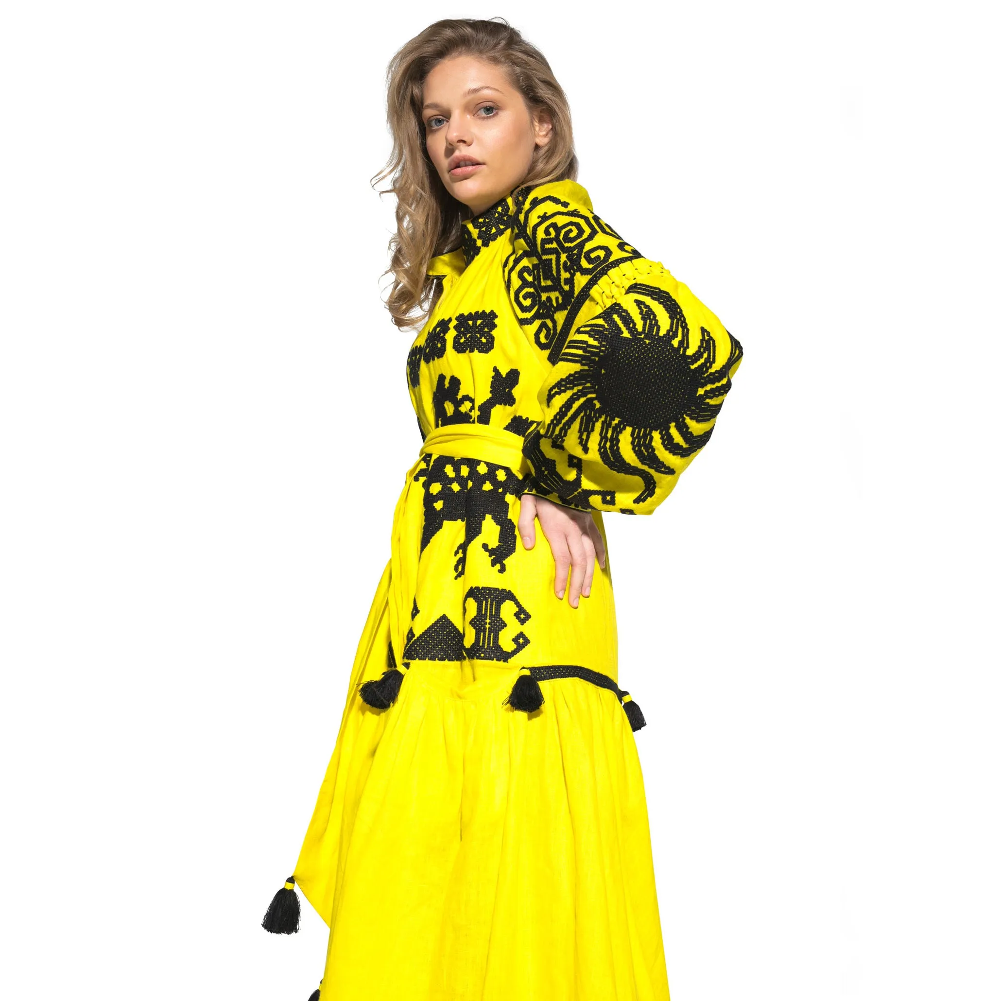 Sun embroidered dress