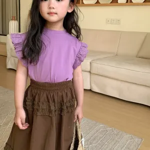 Supersoft Lace Sleeve Tee - Purple