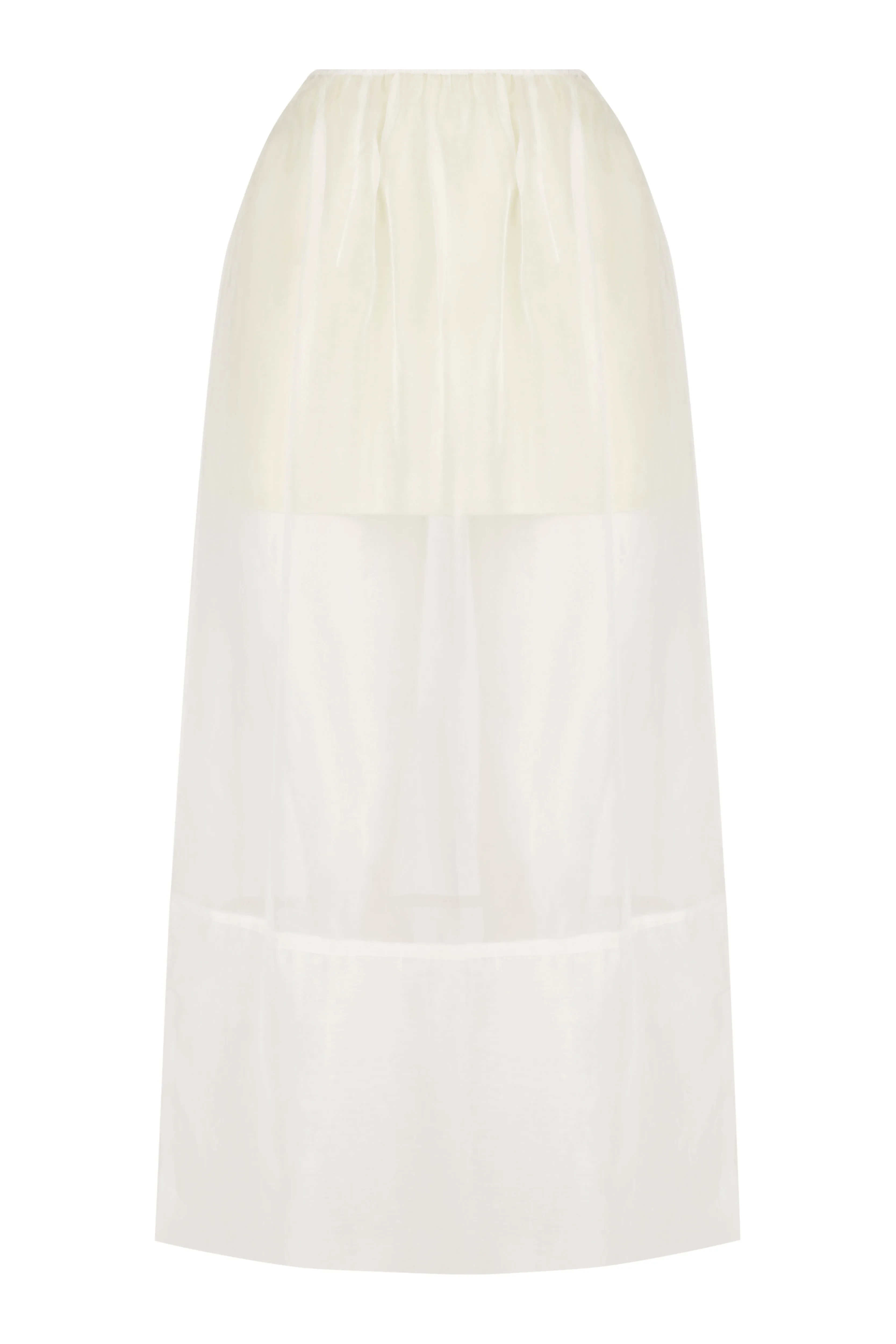 Sweetheart Satin Bandeau | High Collar Sheer Tee  | Pencil Sheer Maxi Skirt | Satin Mini