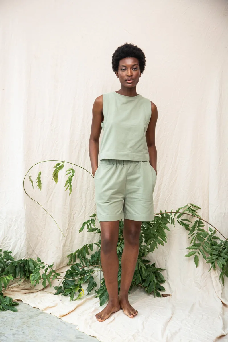 Sylvia Organic Cotton Felpe Short in Pistachio