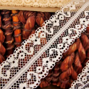 Symmetrical Floral Stiff Lace Trim - Light Beige 1⅝" wide