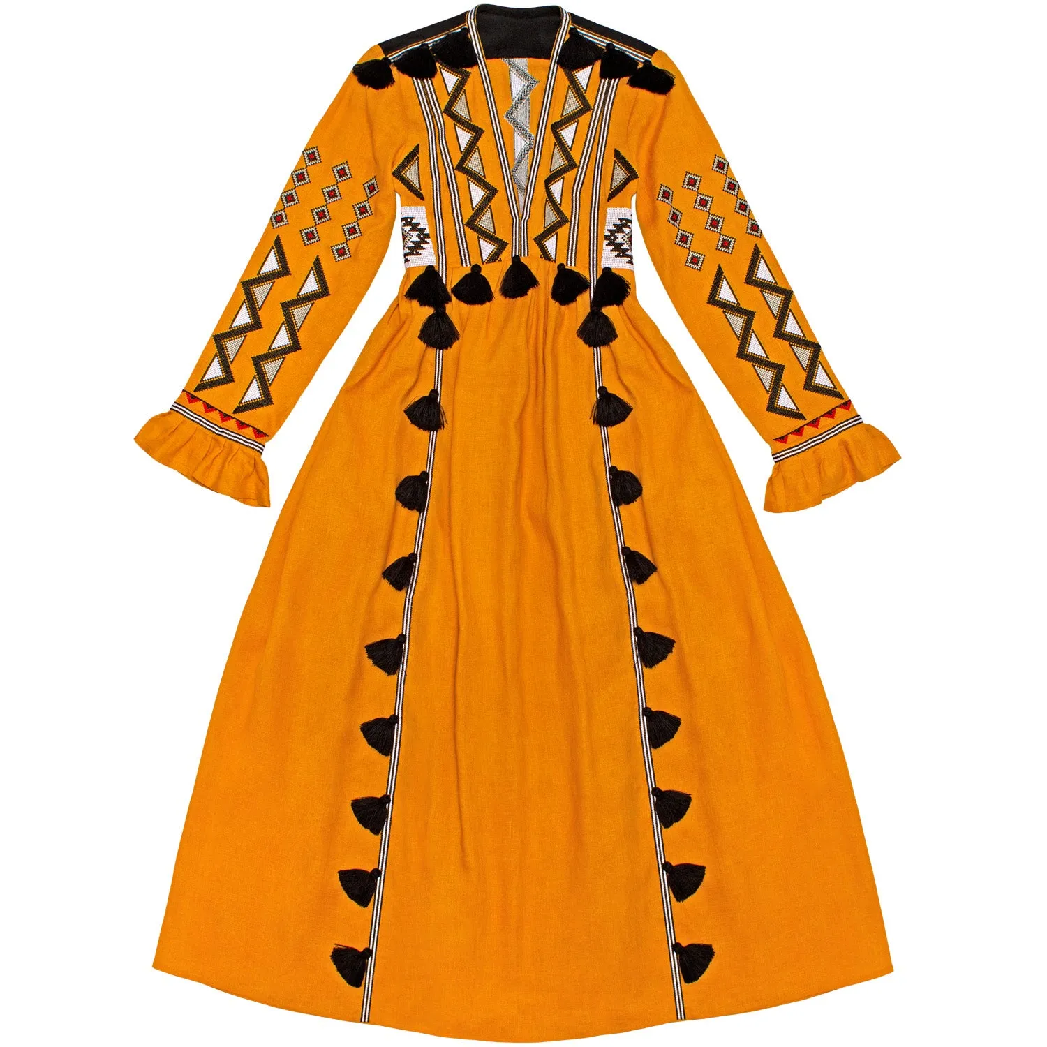 Tasseled Boho style Kaftan with embroidery