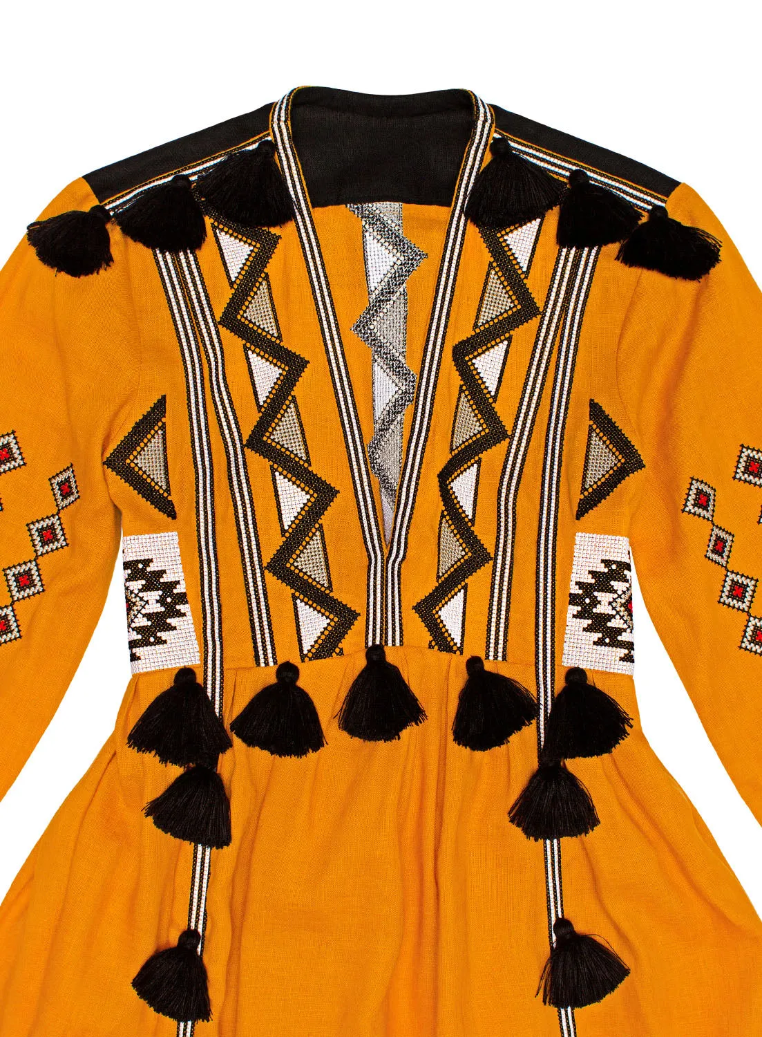 Tasseled Boho style Kaftan with embroidery