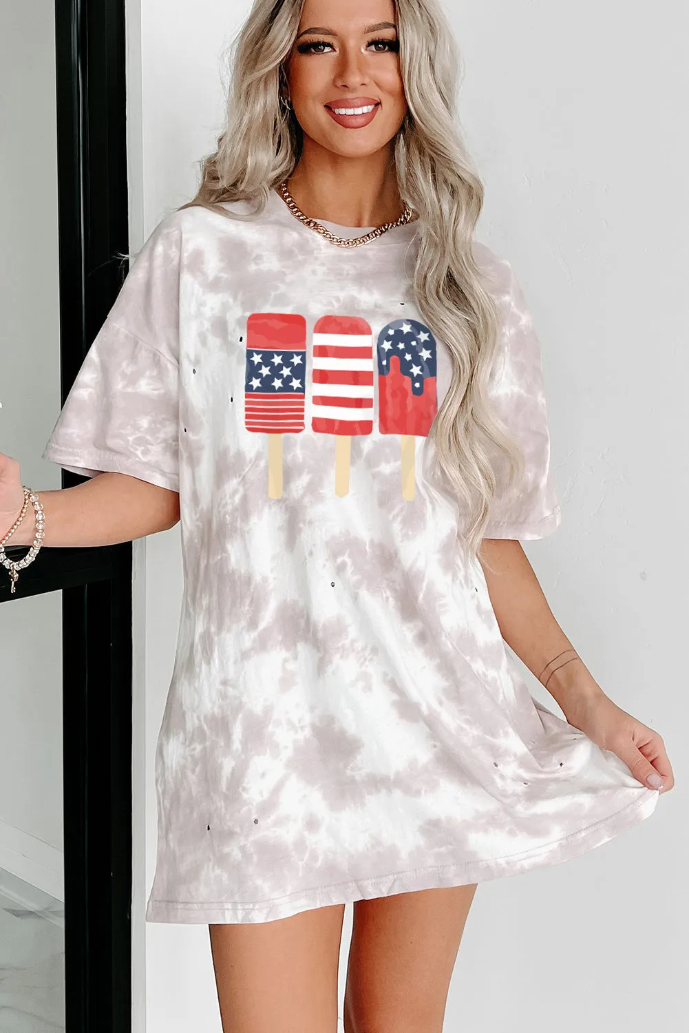 Tie-dye Round Neck Short Sleeve Top