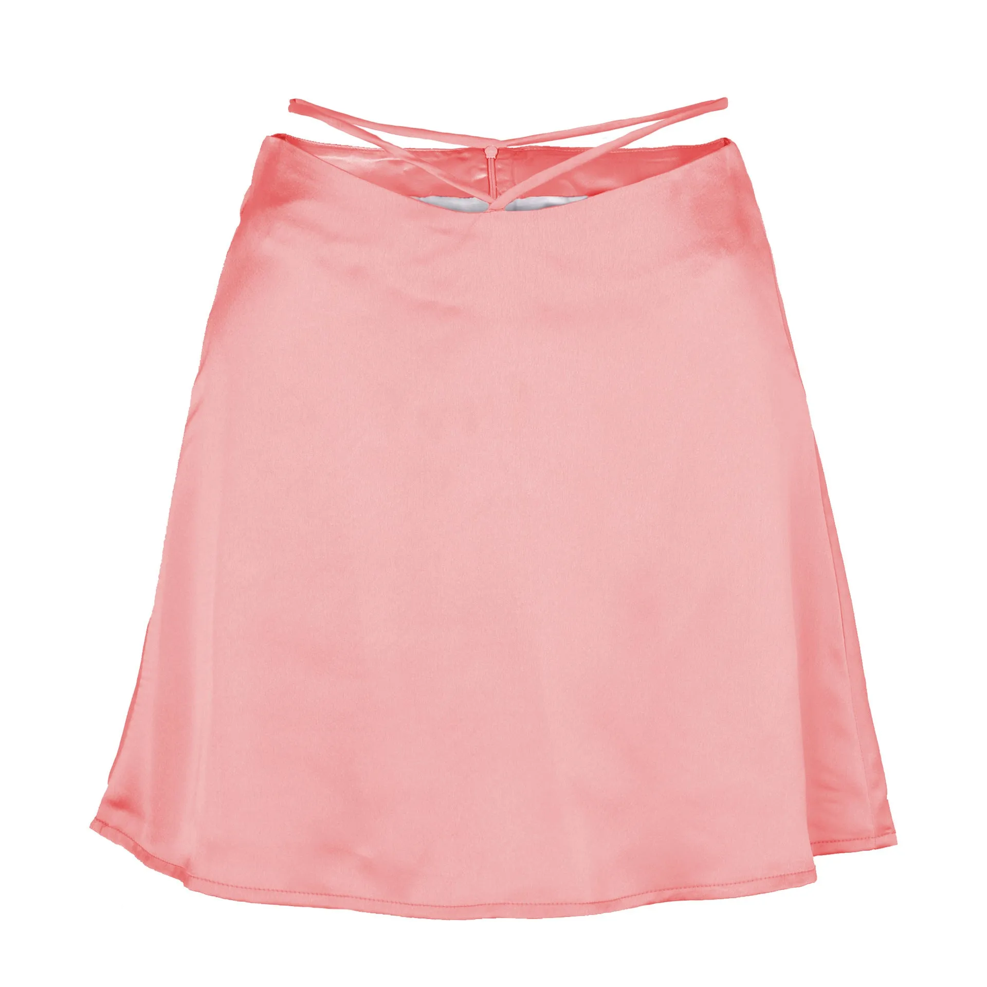 Tied Waist Satin Mini Skirt