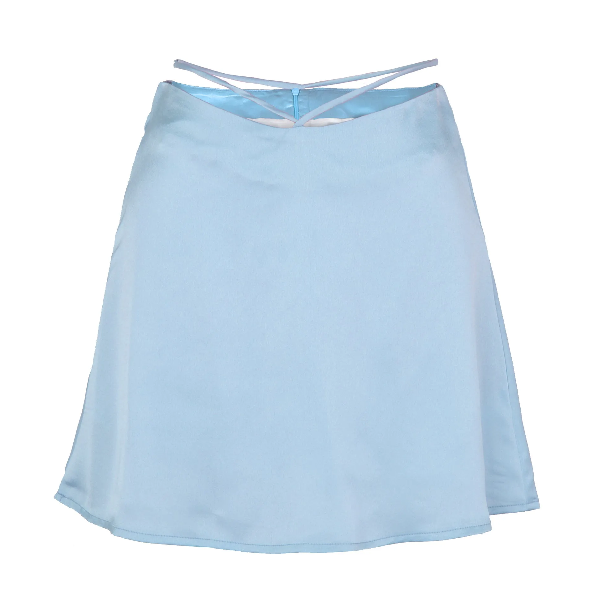 Tied Waist Satin Mini Skirt