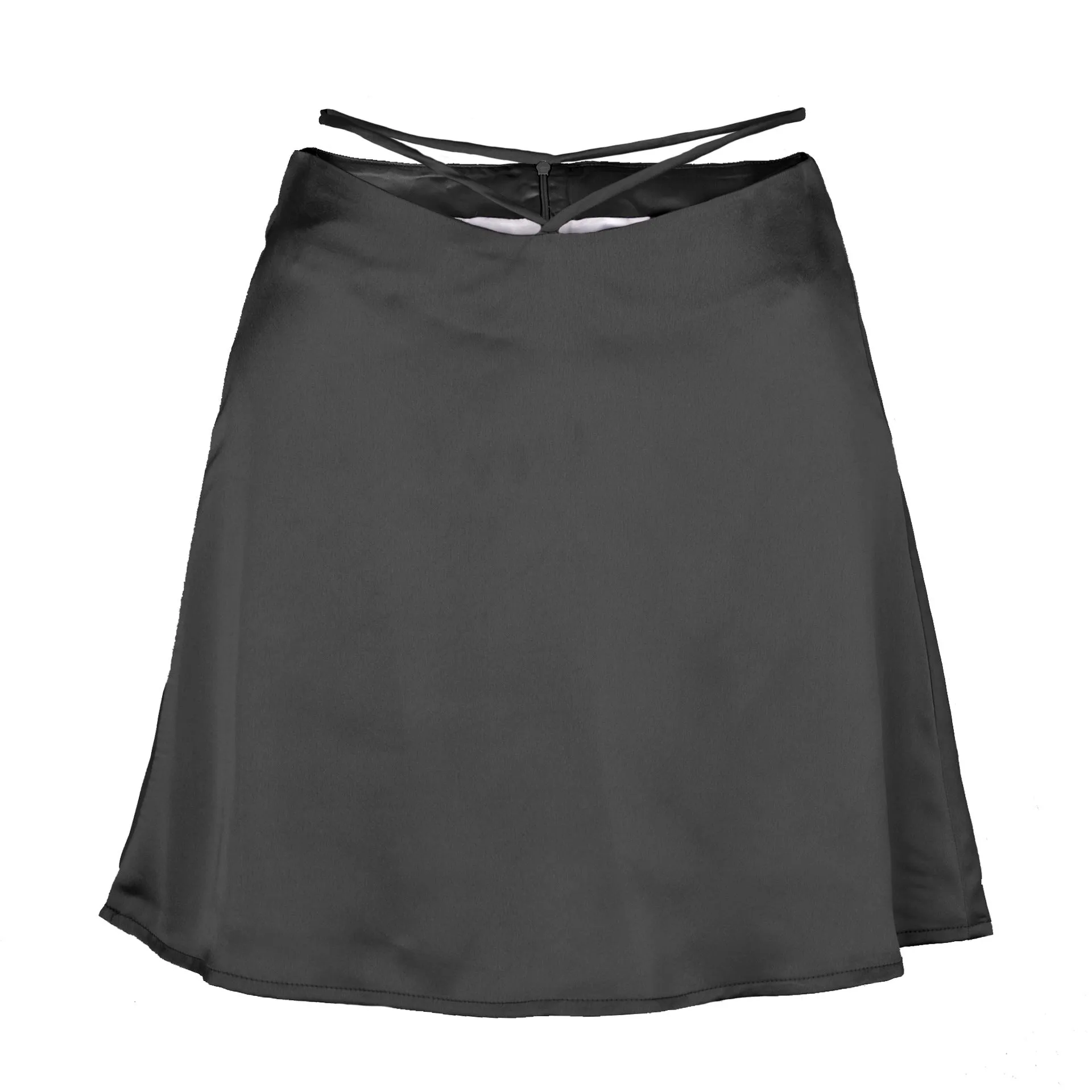 Tied Waist Satin Mini Skirt