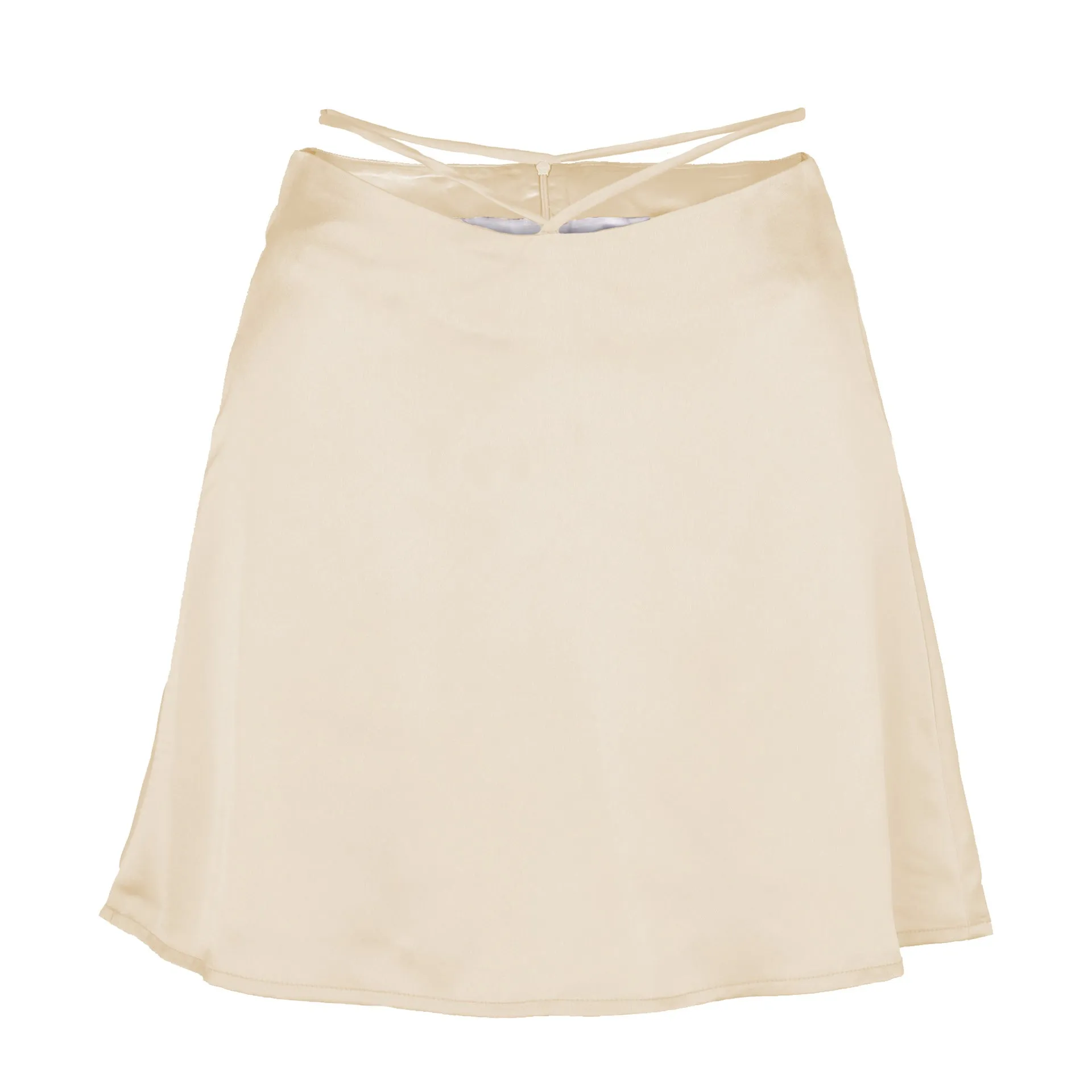 Tied Waist Satin Mini Skirt
