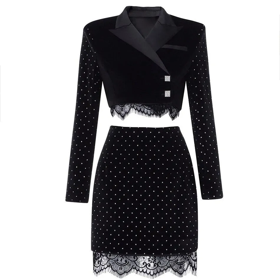 Tops& Short Skirts Lace Bodycon Sets