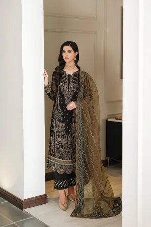 Traditional Black Embroidered Kameez Trousers Wedding Dress