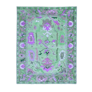Traditional Floral Hand Tufted Wool Rug - Green