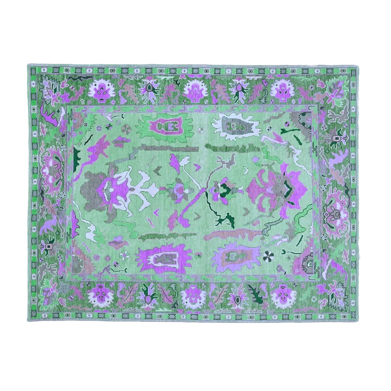 Traditional Floral Hand Tufted Wool Rug - Green