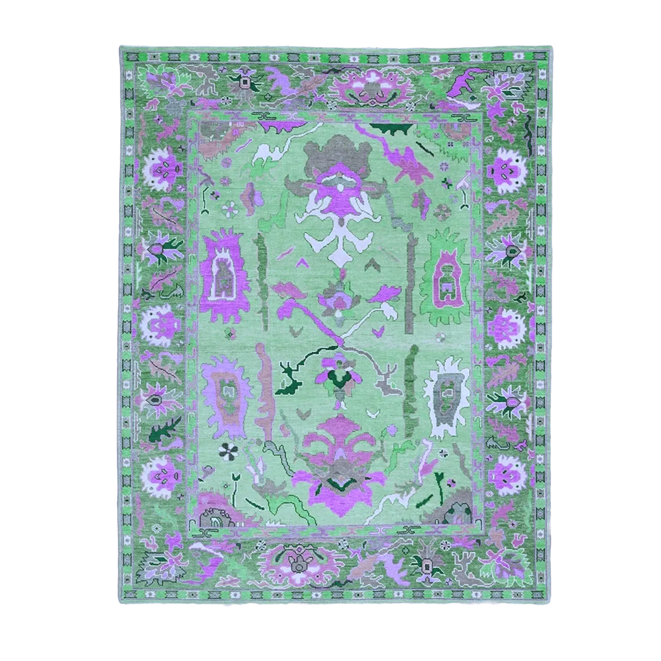 Traditional Floral Hand Tufted Wool Rug - Green