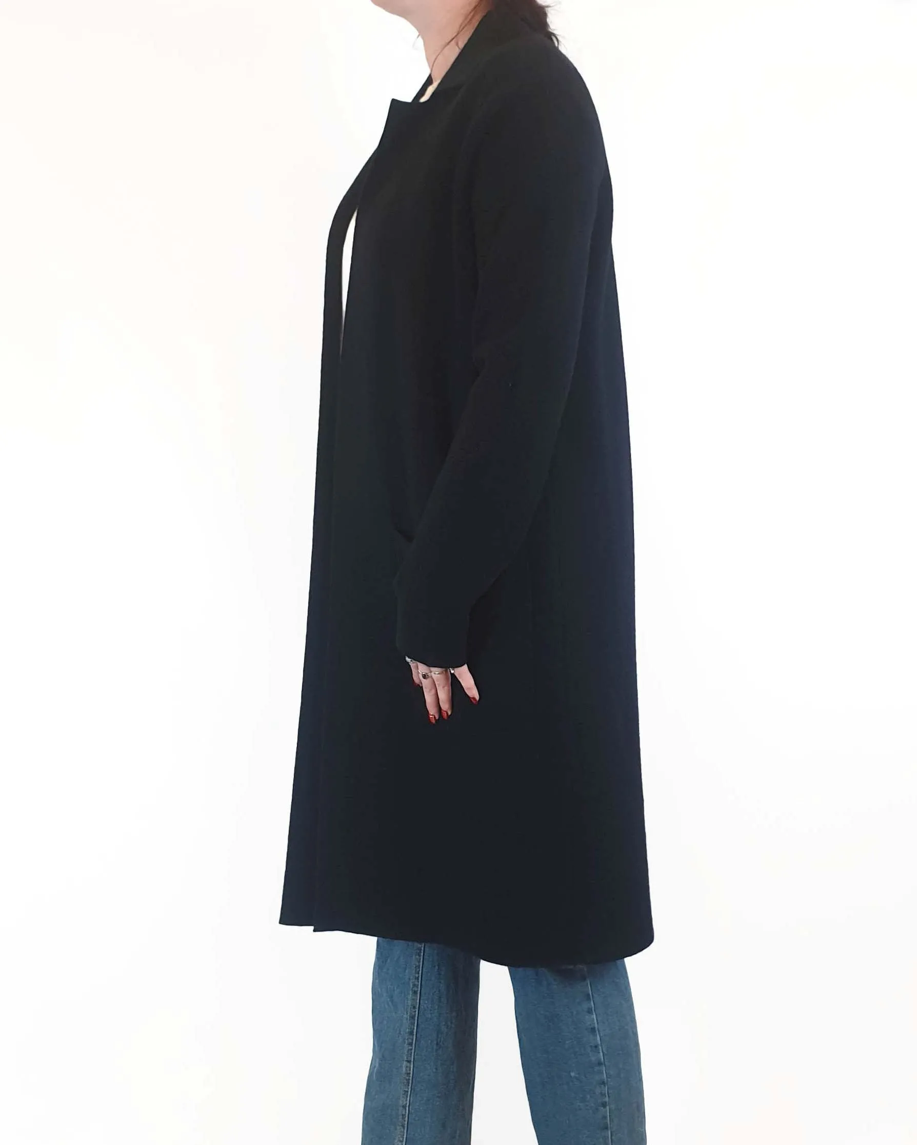 Trenery black majority wool long cardigan / jacket size M