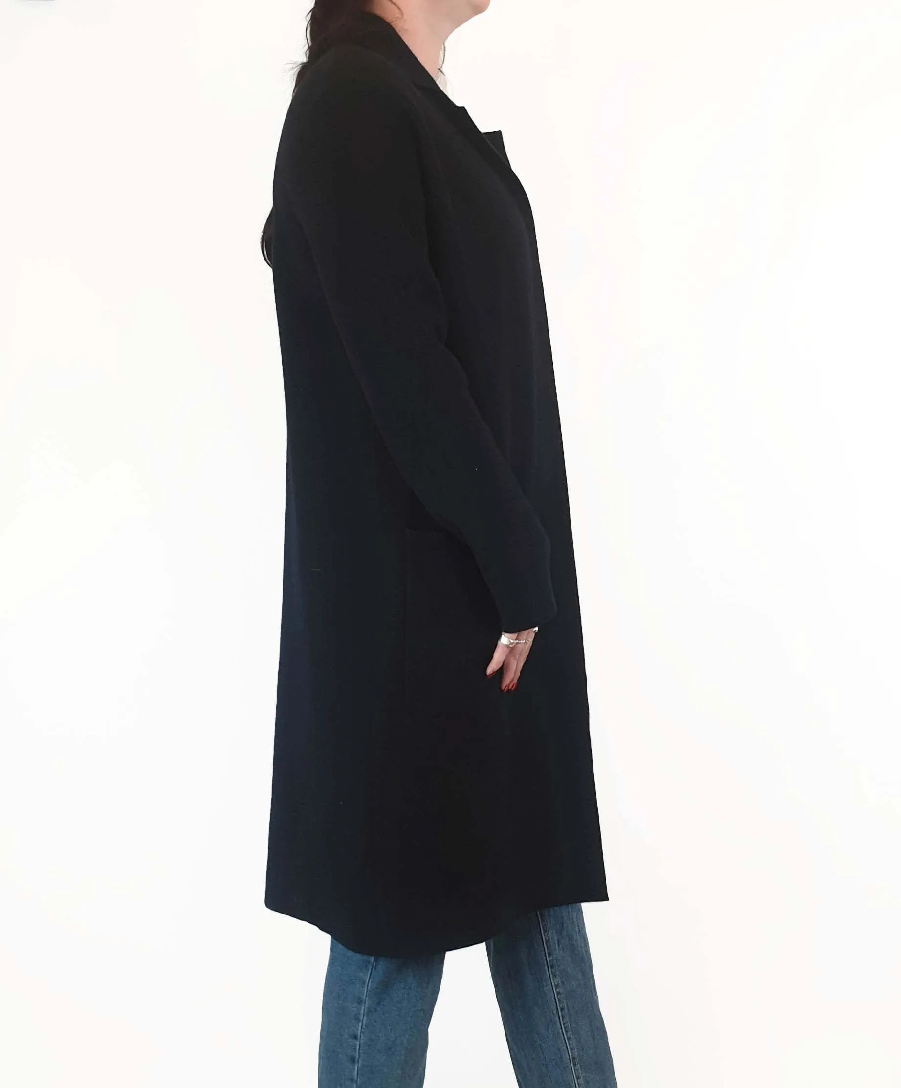 Trenery black majority wool long cardigan / jacket size M
