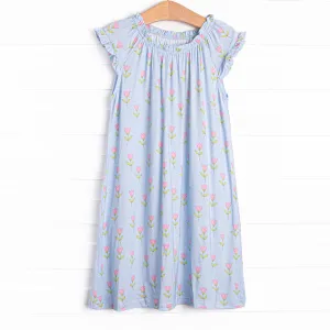 Tulip Blooms Bamboo Night Gown, Blue