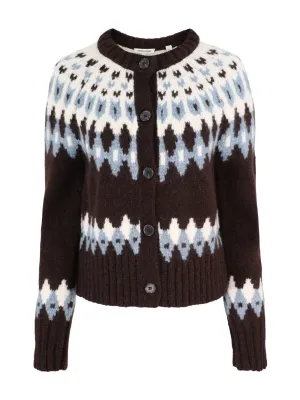 Veronica Beard Christina Fairisle Cardigan in Chocolate Multi
