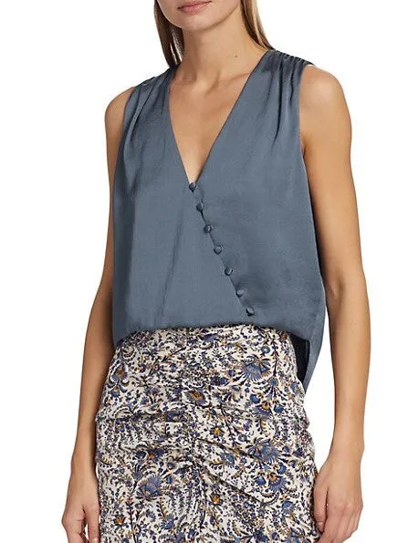 Veronica Beard Rahi Crepe Top - Lagoon Blue