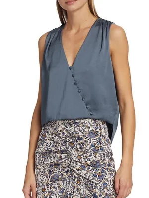 Veronica Beard Rahi Crepe Top - Lagoon Blue