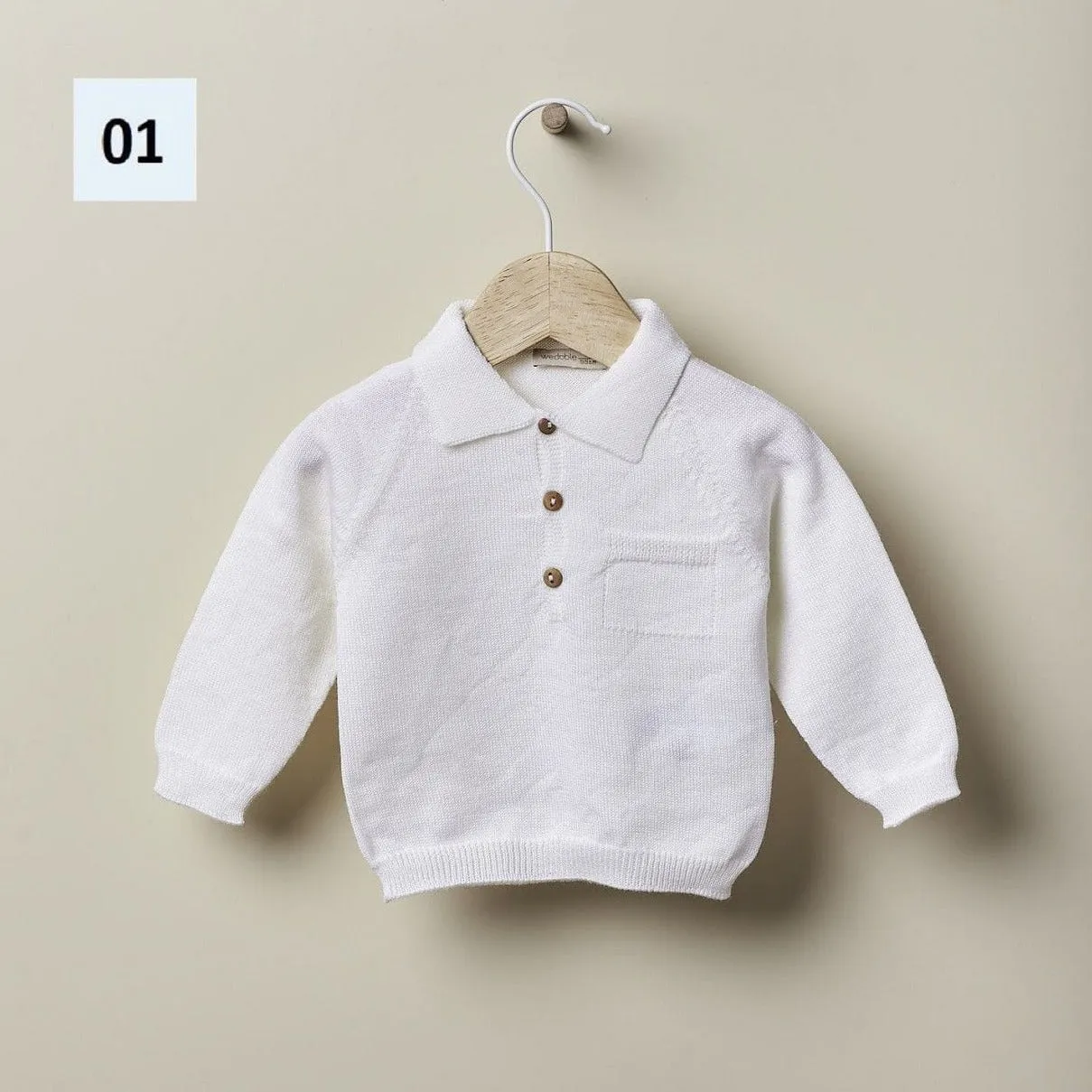 Wedoble Cream & Blue knitted two piece set