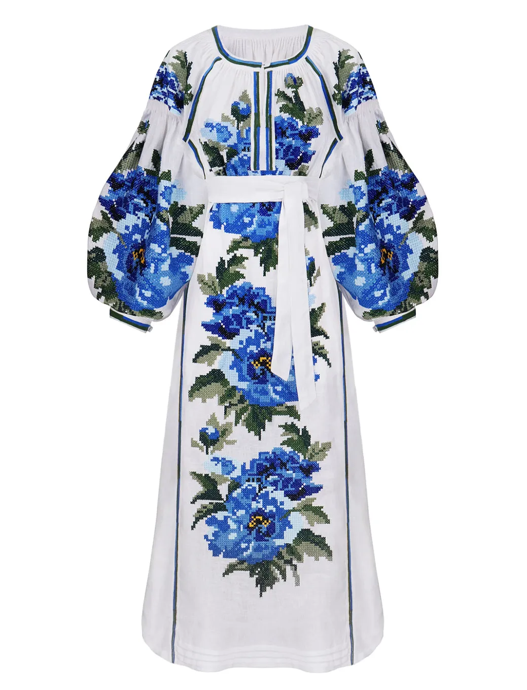 White Linen Embroidered Dress