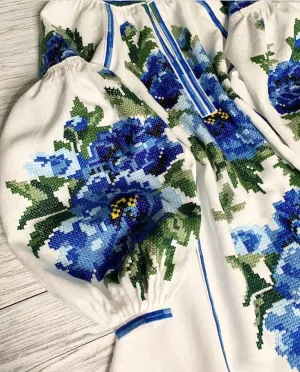 White Linen Embroidered Dress